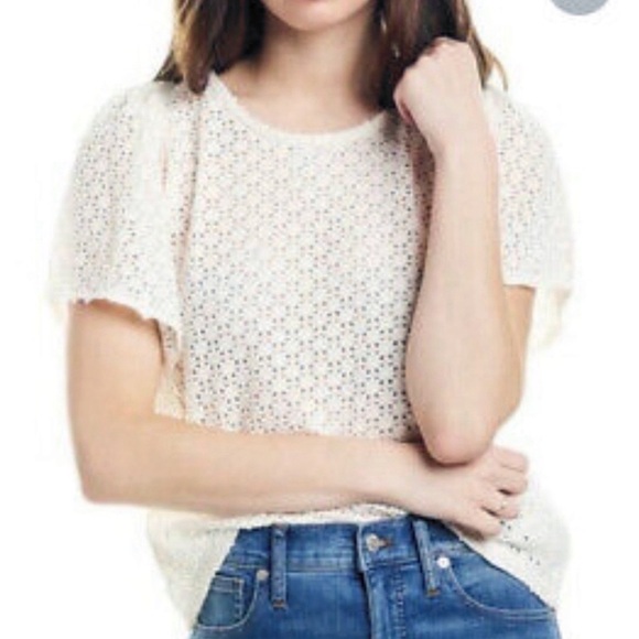 MADEWELL Texture and Thread White Eyelet Women Top - Picture 1 of 7